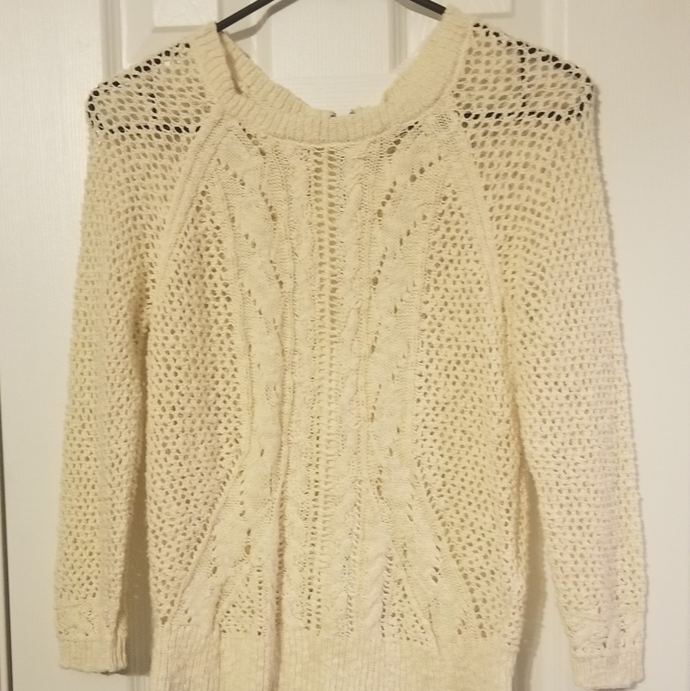 Lucky Brand cream colored sweater exposed zipper